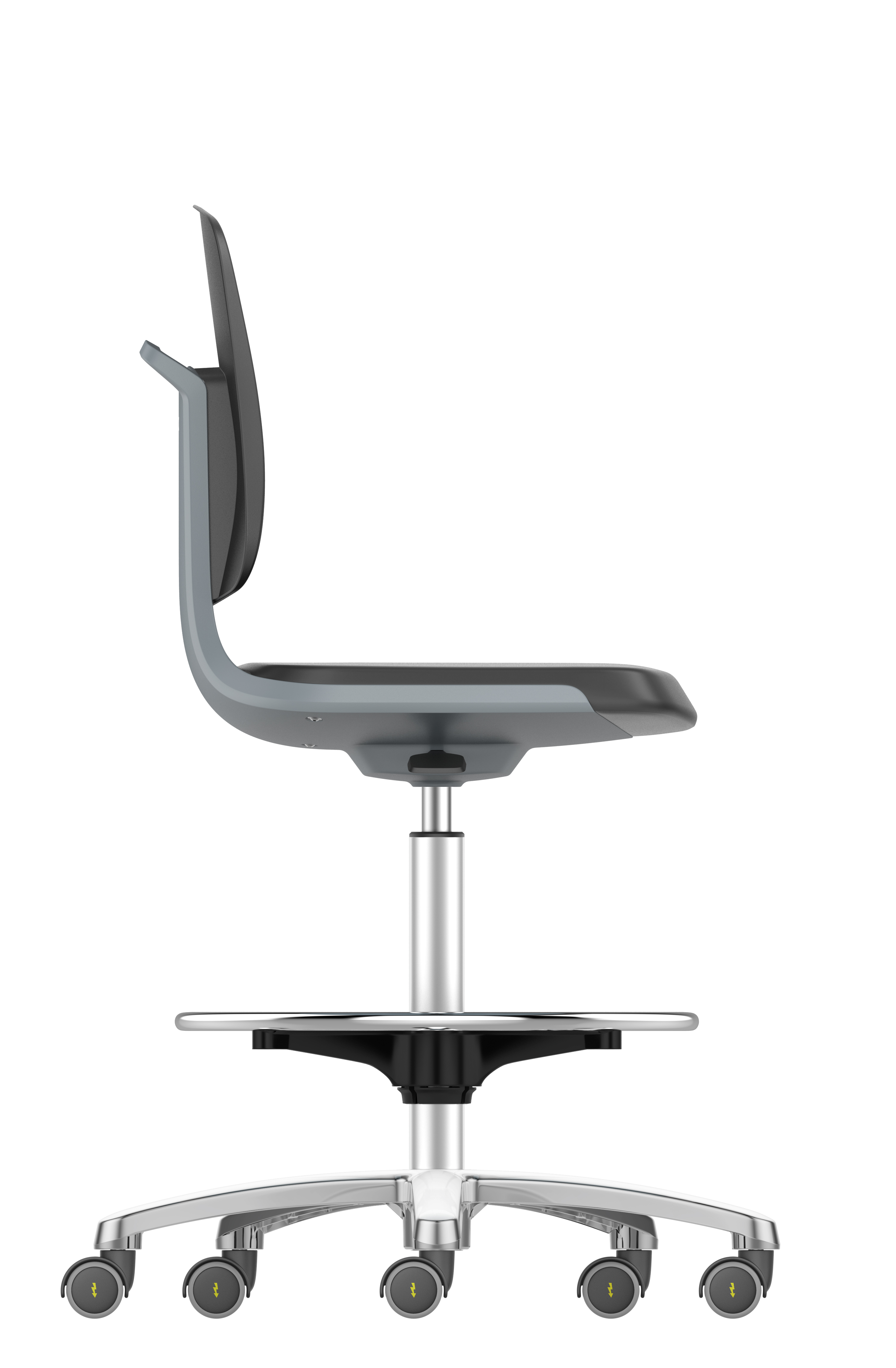 Bimos Labsit 4 laboratóriumi szék Stop &amp; Go görgős kivitelben, lábtartó gyűrűvel