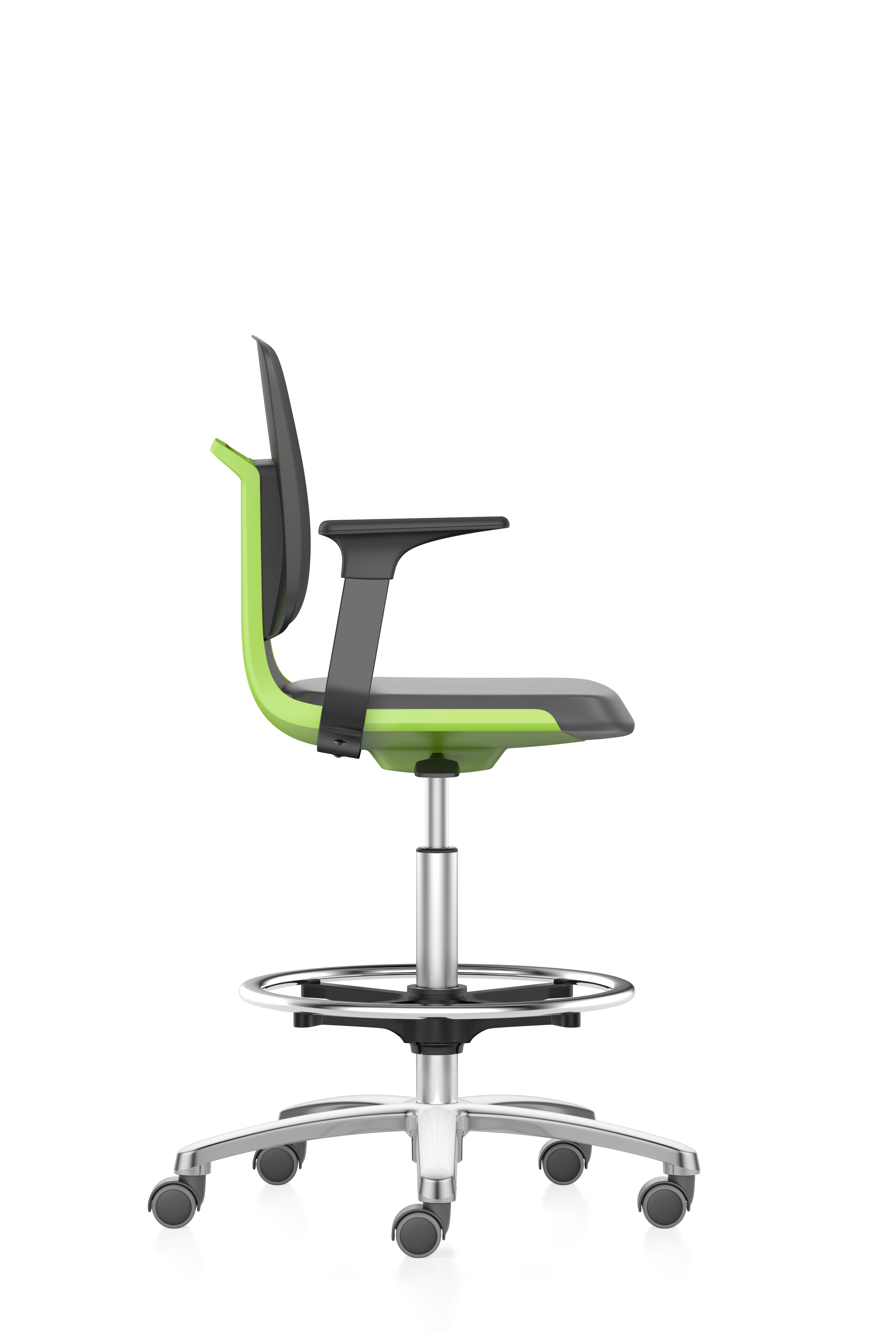 Bimos Labsit 4 laboratóriumi szék Stop &amp; Go görgős kivitelben, lábtartó gyűrűvel