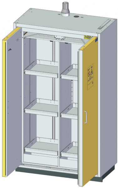 DÜPERTHAL Type 90 Classic PRO XL safety storage cabinet with one-hand door handle &amp; 2x3 pull-out shelves