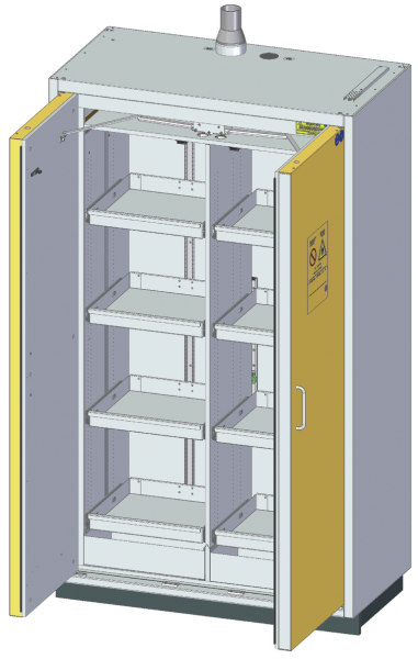 DÜPERTHAL Type 90 Classic PRO XL safety storage cabinet with one-hand door handle &amp; 2x4 pull-out shelves