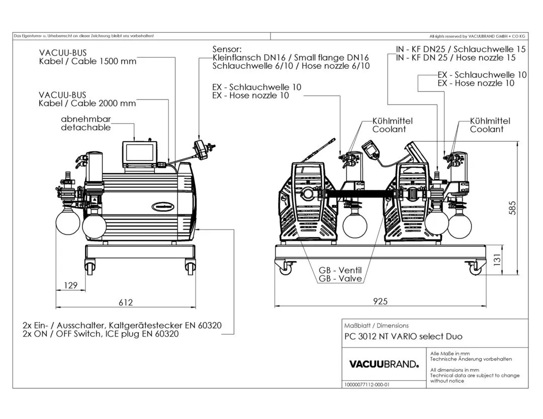 Vacuubrand PC 3012 NT VARIO select DUO membrán vákuumszivattyú