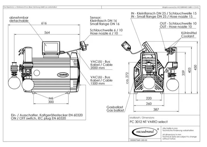 Vacuubrand PC 3012 NT VARIO select chemistry pumping unit