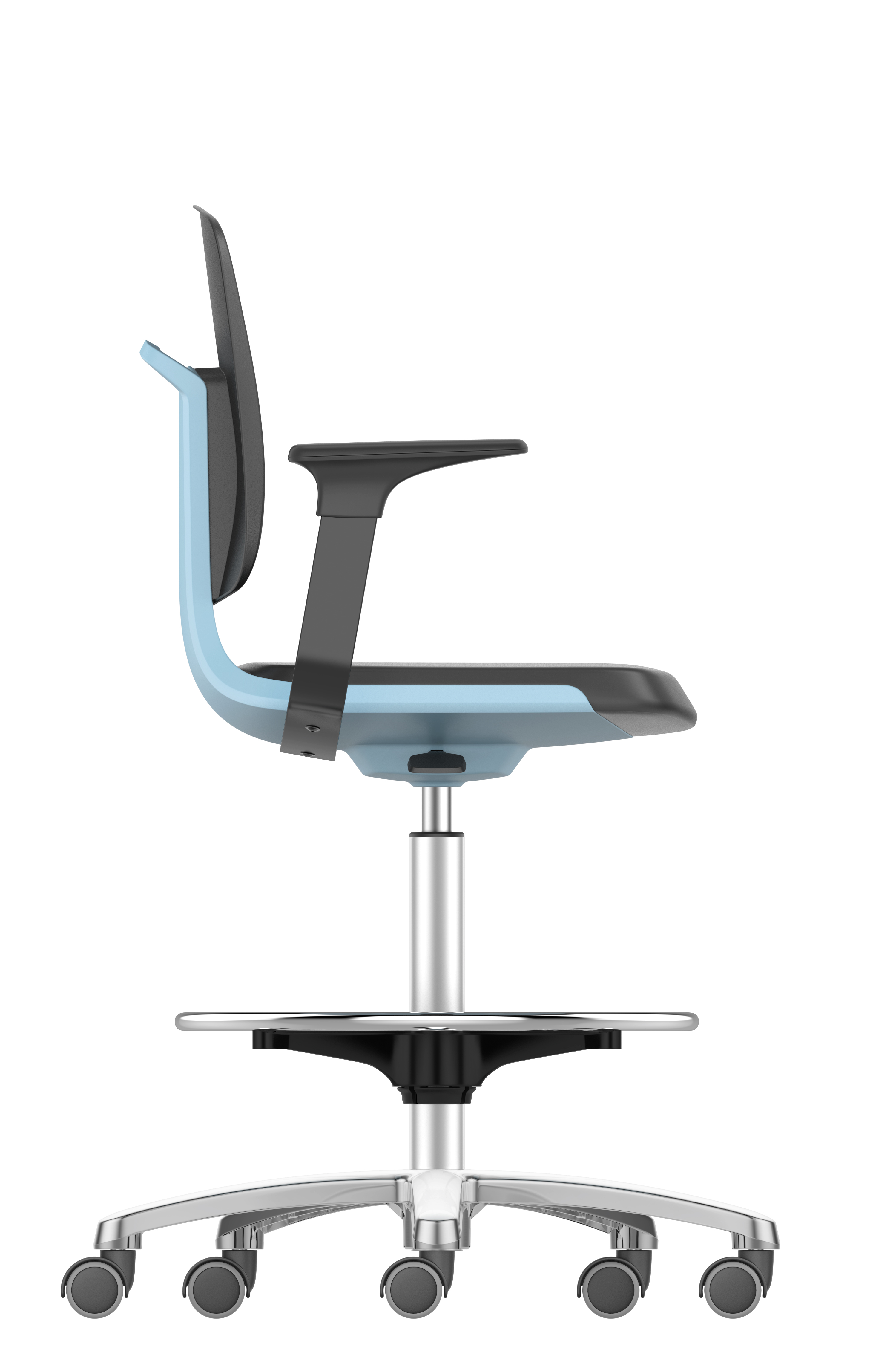 Bimos Labsit 4 laboratóriumi szék Stop &amp; Go görgős kivitelben, lábtartó gyűrűvel