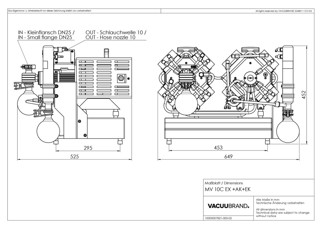 Vacuubrand MV 10C EX +AK+EK robbanásbiztos kémiai membrán vákuumszivattyú