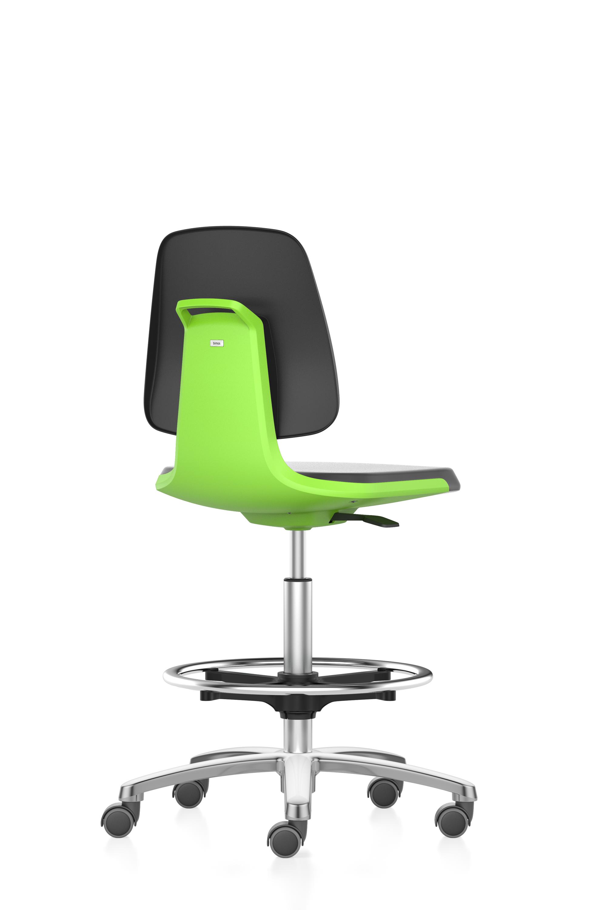 LABSIT_4_9125_INTEGRAL-FOAM_BLACK_STOP-AND-GO-CASTORS_SEAT-SHELL-GREEN_ALUMINIUM-POLISHED_R1