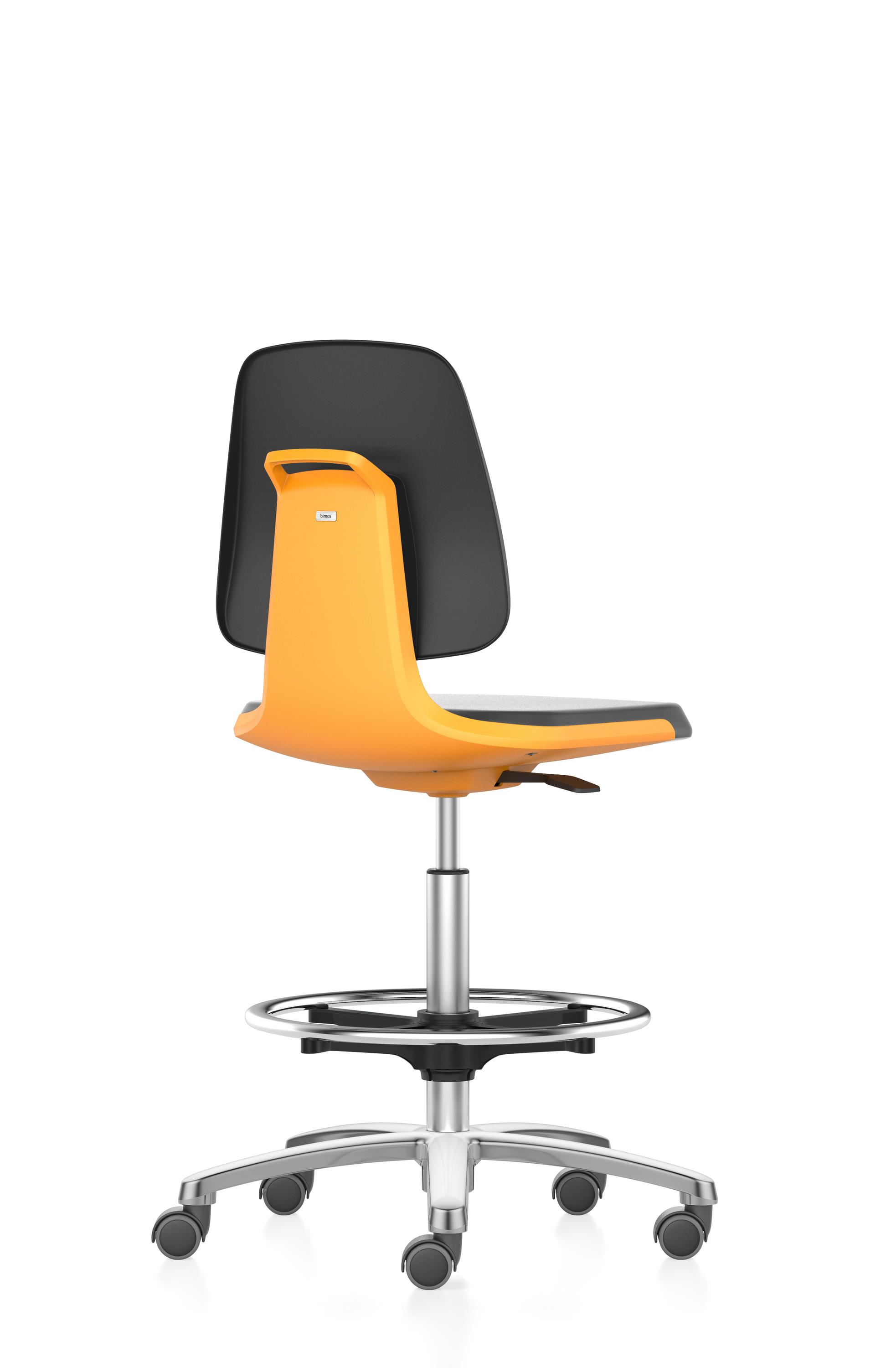 LABSIT_4_9125_INTEGRAL-FOAM_BLACK_STOP-AND-GO-CASTORS_SEAT-SHELL-ORANGE_ALUMINIUM-POLISHED_R1