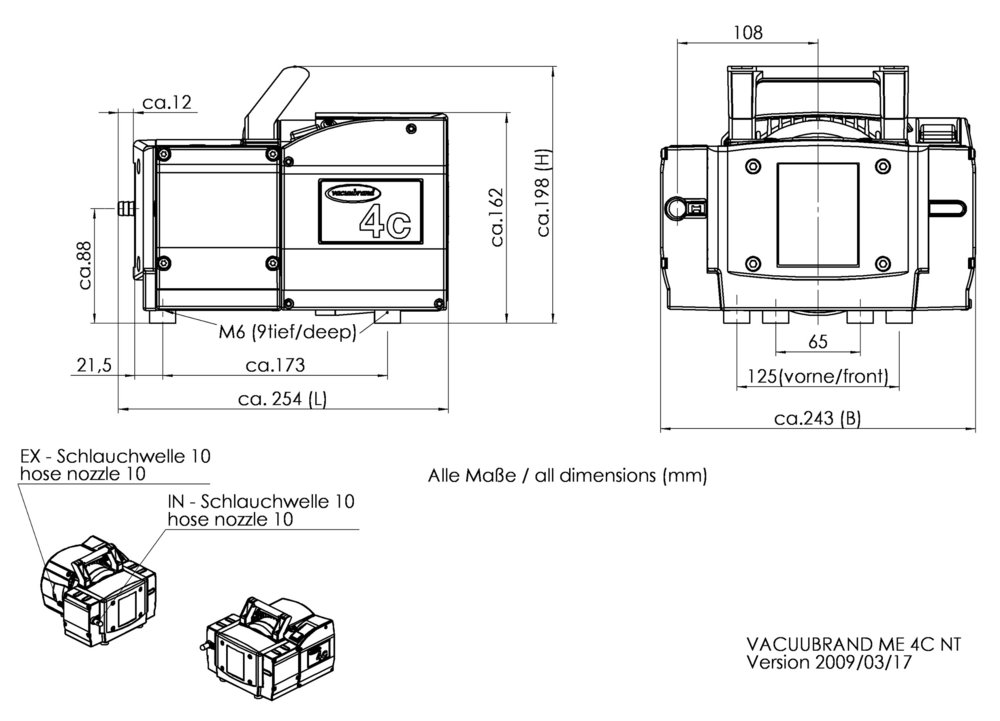 Vacuubrand ME 4C NT membrán vákuumszivattyú