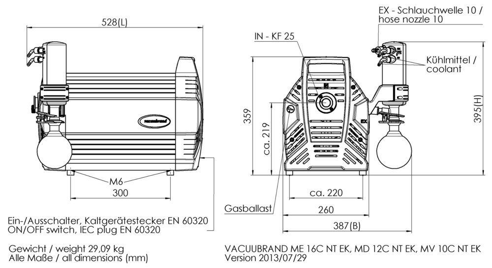 Vacuubrand ME 16C NT +EK membrán vákuumszivattyú