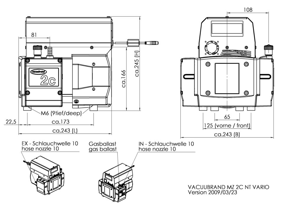 Vacuubrand MZ 2C VARIO SELECT membrán vákuumszivattyú