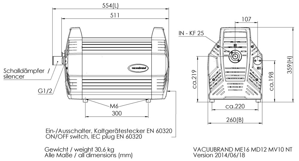 Vacuubrand MD 12 NT membrán vákuumszivattyú