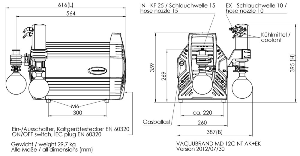 Vacuubrand MD 12C NT +AK +EK membrán vákuumszivattyú