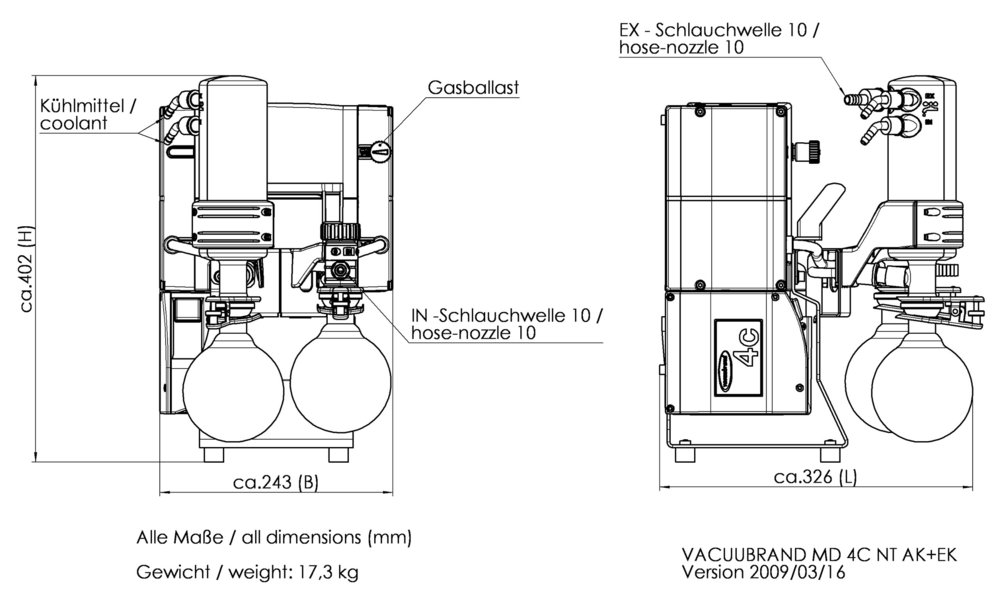 Vacuubrand MD 4C NT +AK +EK membrán vákuumszivattyú