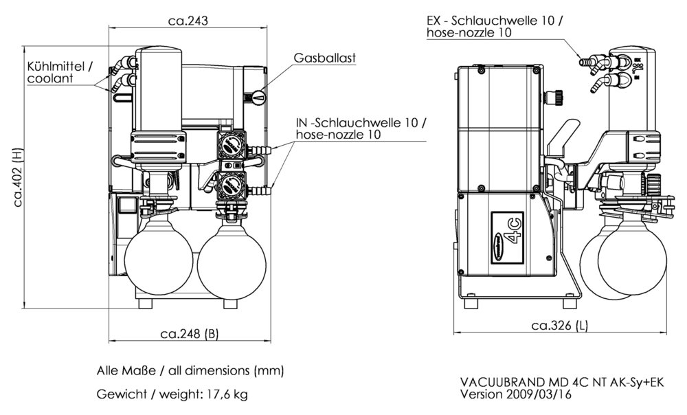 Vacuubrand MD 4C NT +AK SYNCHRO +EK membrán vákuumszivattyú